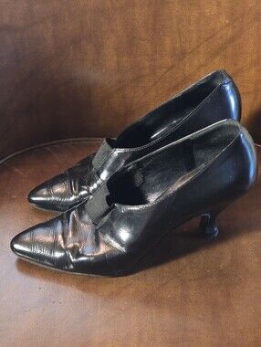 Peter Fox Black Women's Pointed Vintage  Heel Slip-On Pumps Size 6